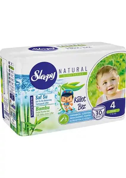 Sleepy Natural Külot Bebek Bezi 4 Beden Maxi 7-14 kg - Doğal ve Konforlu Seçenek