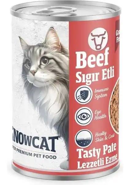 Snow Cat Premium Kıyılmış Sığır Etli Kedi Konservesi 12x400g - Dengeli ve Sağlıklı Beslenme