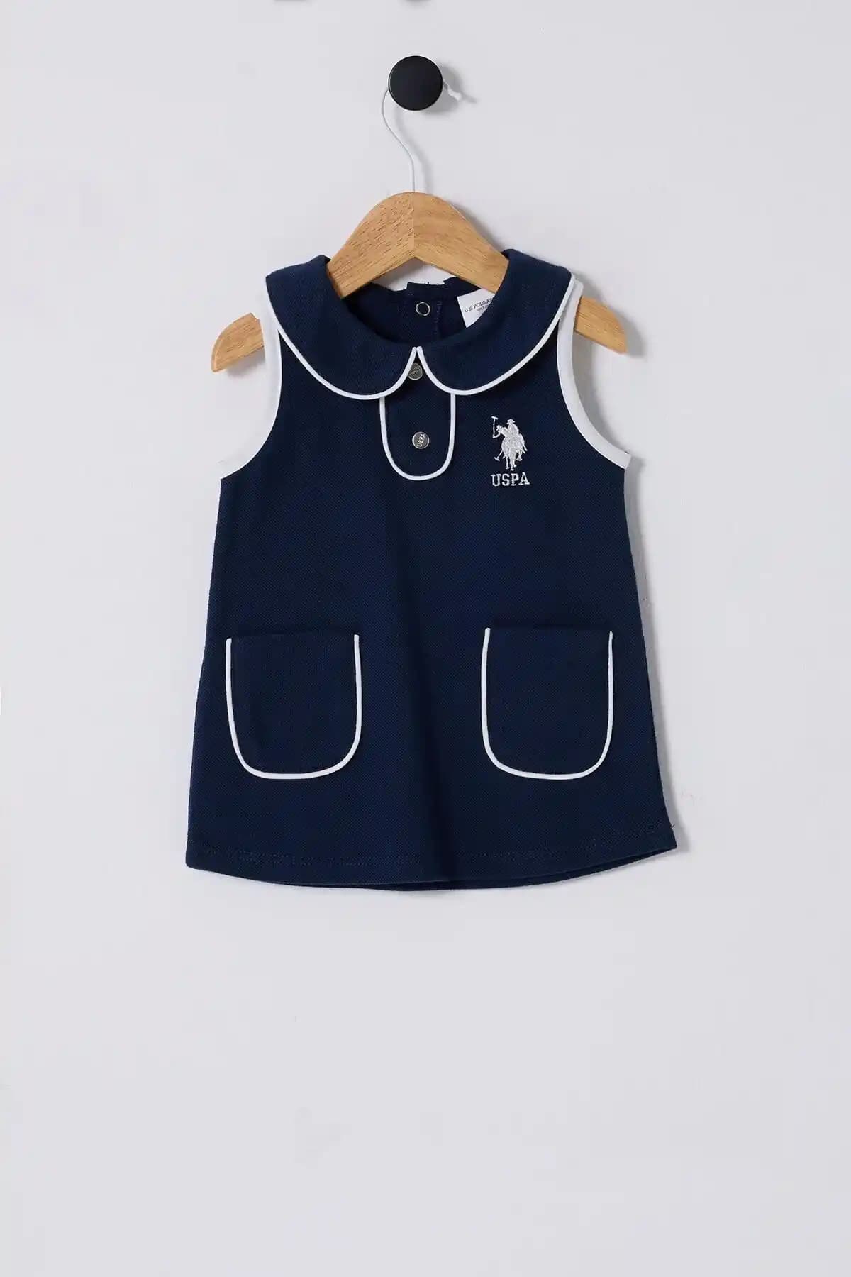 U.S. Polo Assn. Kız Bebek Lacivert Pamuklu Kolsuz Elbise - Rahat ve Şık Tasarım