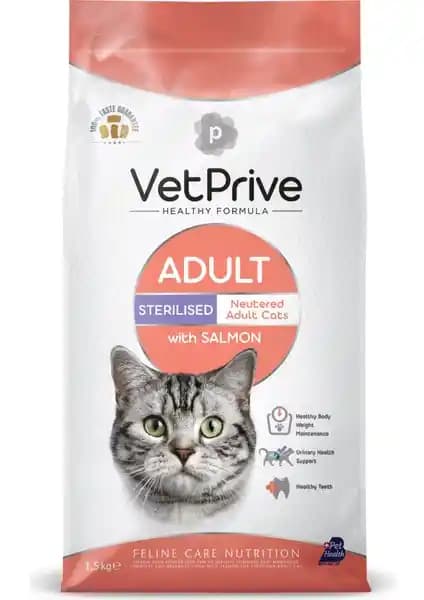 Vet Prive Somonlu Kısırlaştırılan Kedi Maması 1,5 kg - Sağlıklı Beslenme ve Üriner Destek