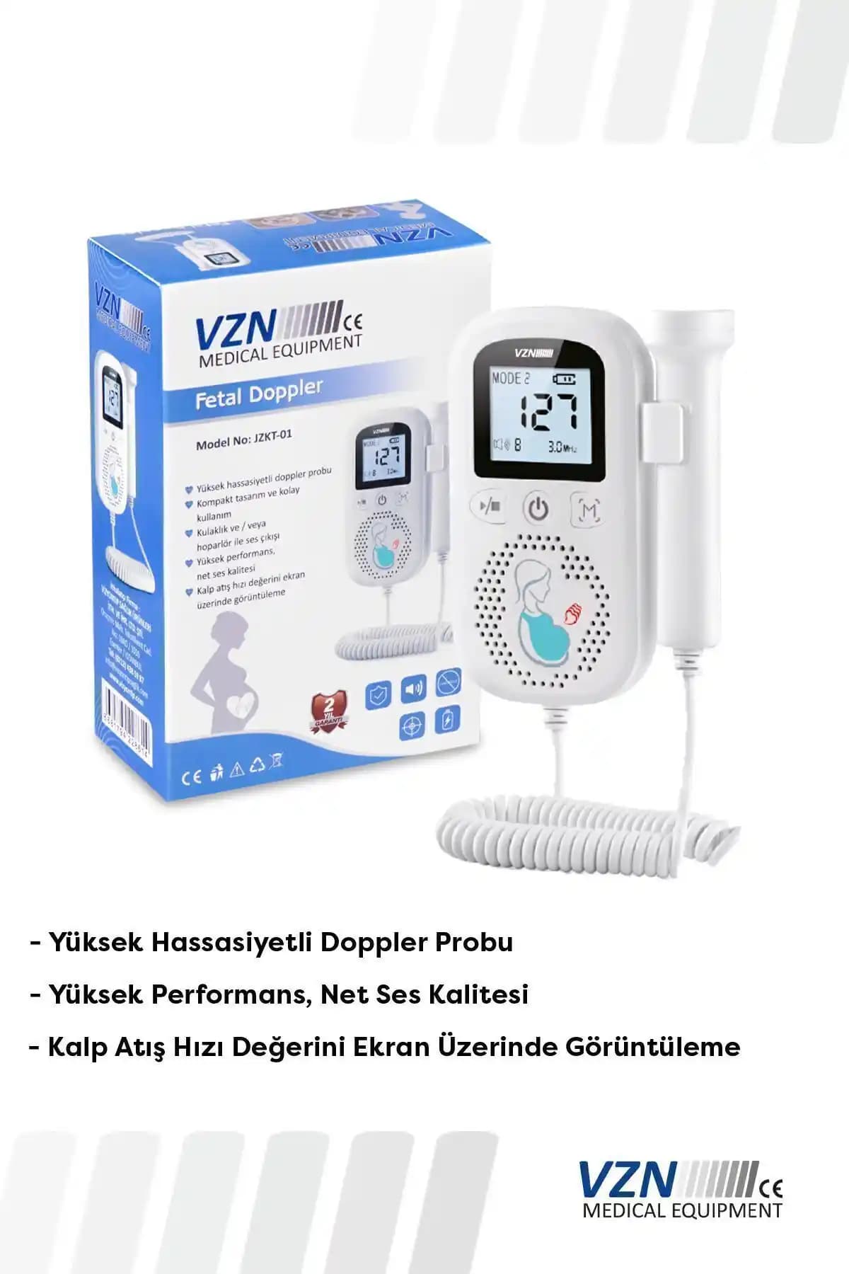 VZN Fetal Doppler Jkzt-01: Evde Kullanım İçin Yüksek Hassasiyetli Fetal Kalp Atış Monitörü