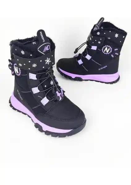 Zerenyus Colmar014 Kız Çocuk Kar Botu Su Geçirmez Kürklü ve Kaymaz Tabanlı