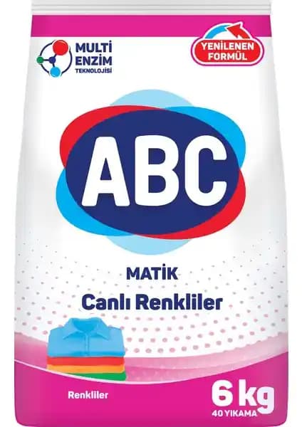 ABC Matik Renk Toz Deterjan 6 kg: Renkli Çamaşırlar İçin Güçlü Temizlik ve Ferahlık