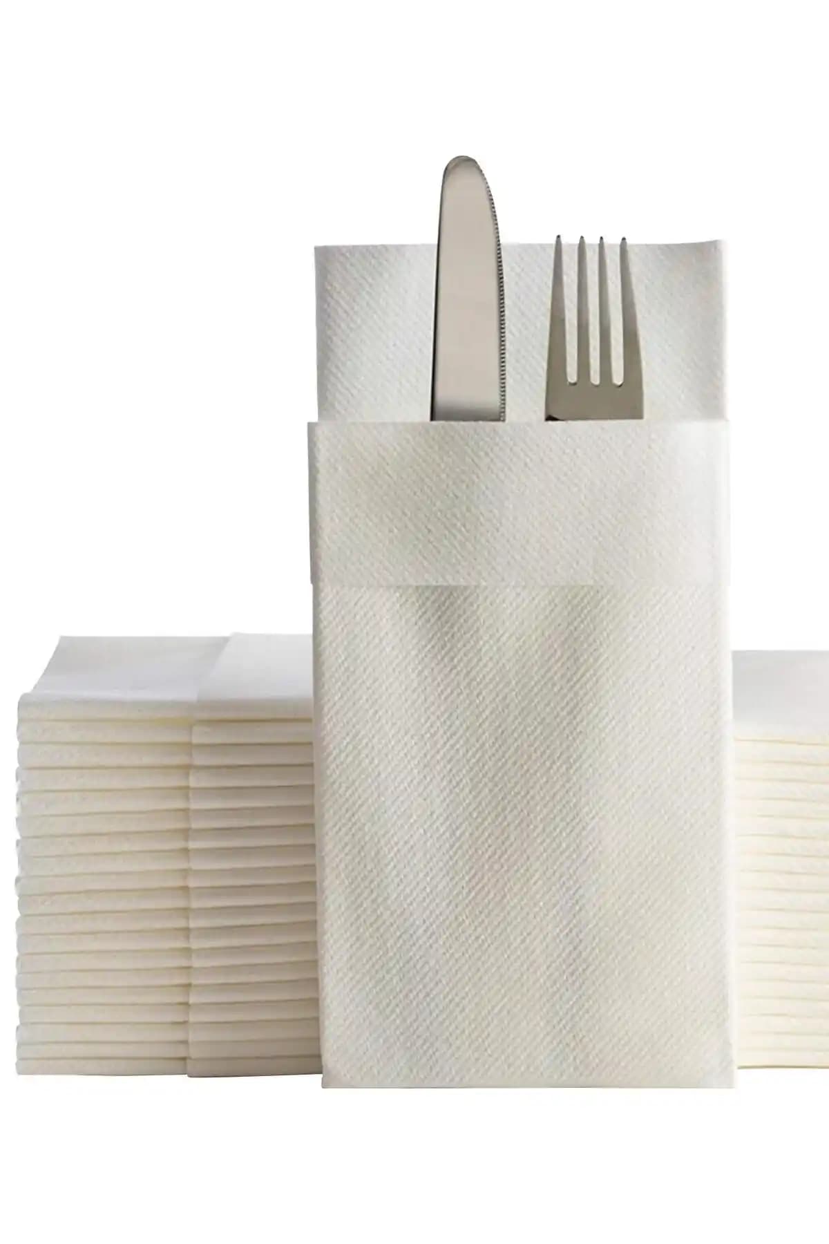 Ake Kağıt Cepli Peçete Airsoft 48x48 Cm 50li Paket Masa Düzeni ve Estetik İçin Uygun