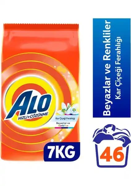 Alo 7 Kg Kar Çiçeği Ferahlığı Toz Deterjanı Beyaz ve Renkli Giysiler İçin Hızlı Temizlik