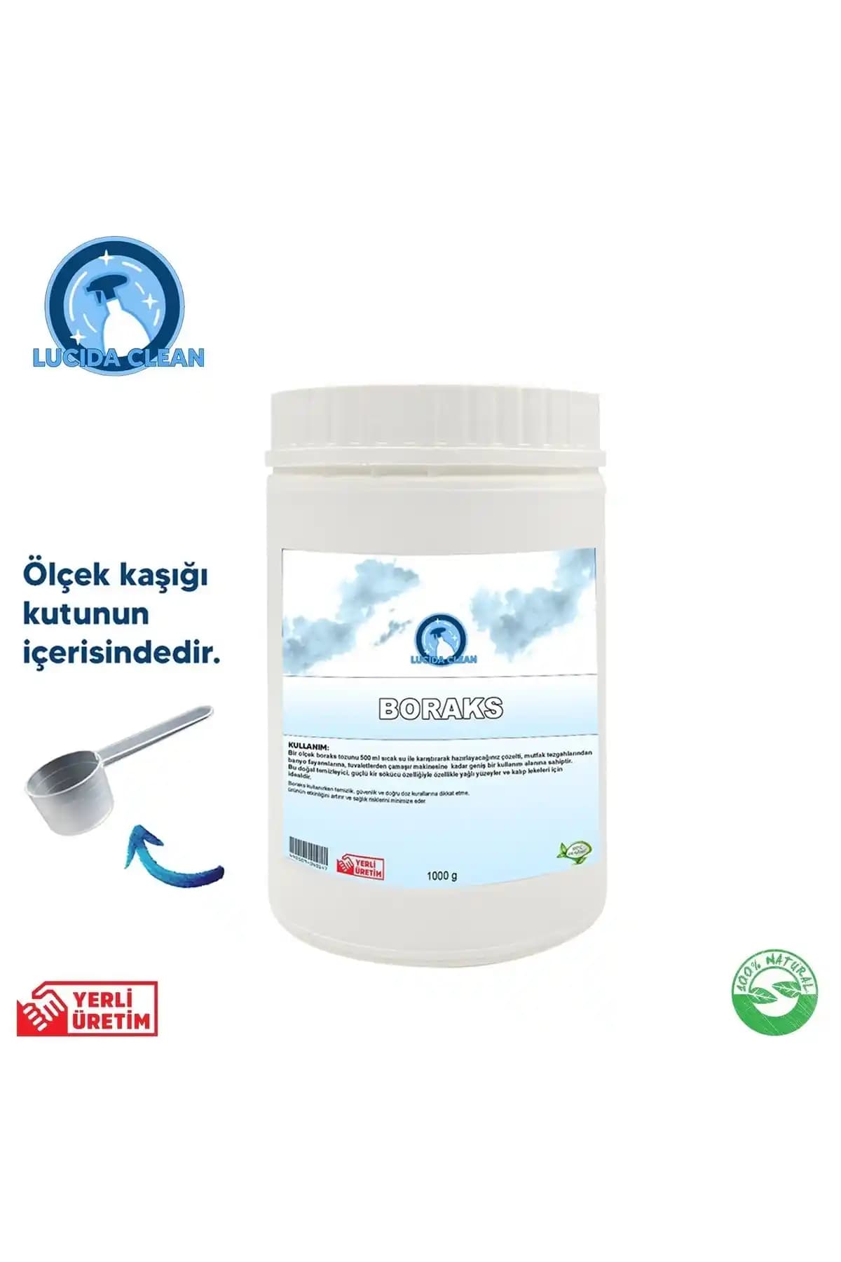 ARI Lucida Clean Saf Boraks 1000 Gr Doğal ve Güvenilir Temizlik ve Leke Sökücü