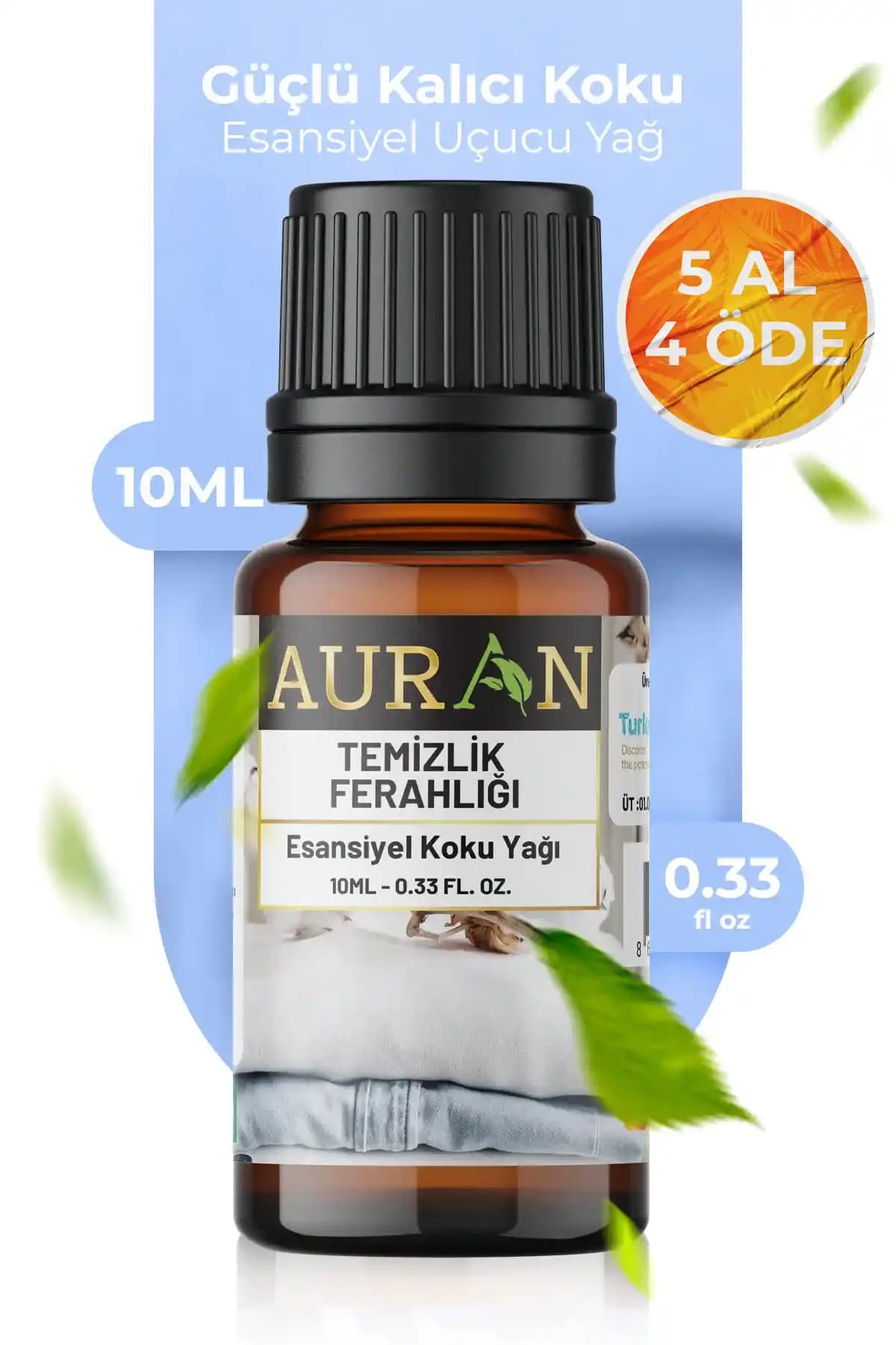 AURAN Temizlik Ferahlığı Esansiyel Koku Yağı Doğal ve Çok Yönlü Aromaterapi Ürünü