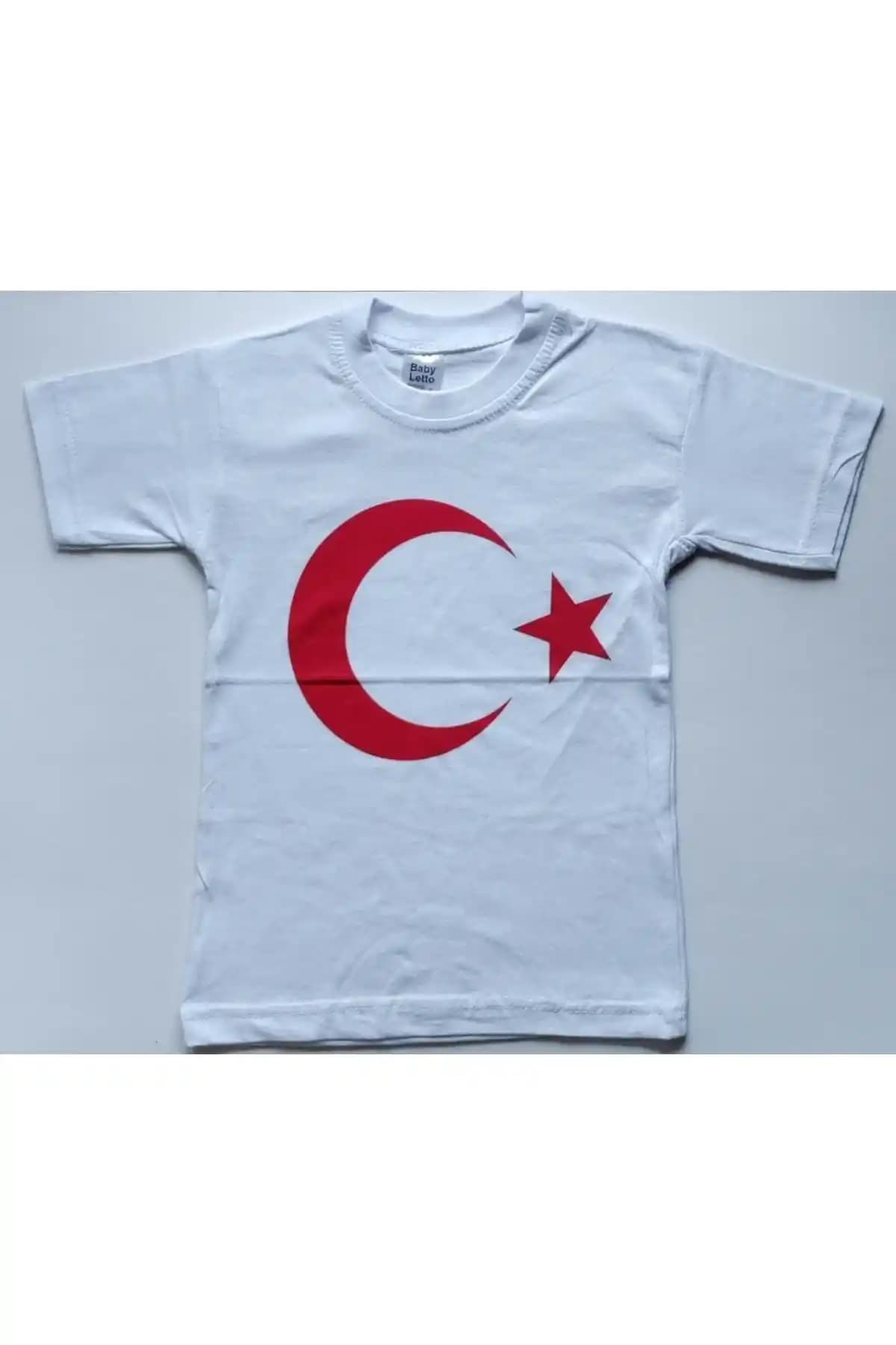 Baby Letto Türk Bayraklı Bayram Tişörtü 23 Nisan 29 Ekim ve 19 Mayıs için uygun çocuk giyim ürünü