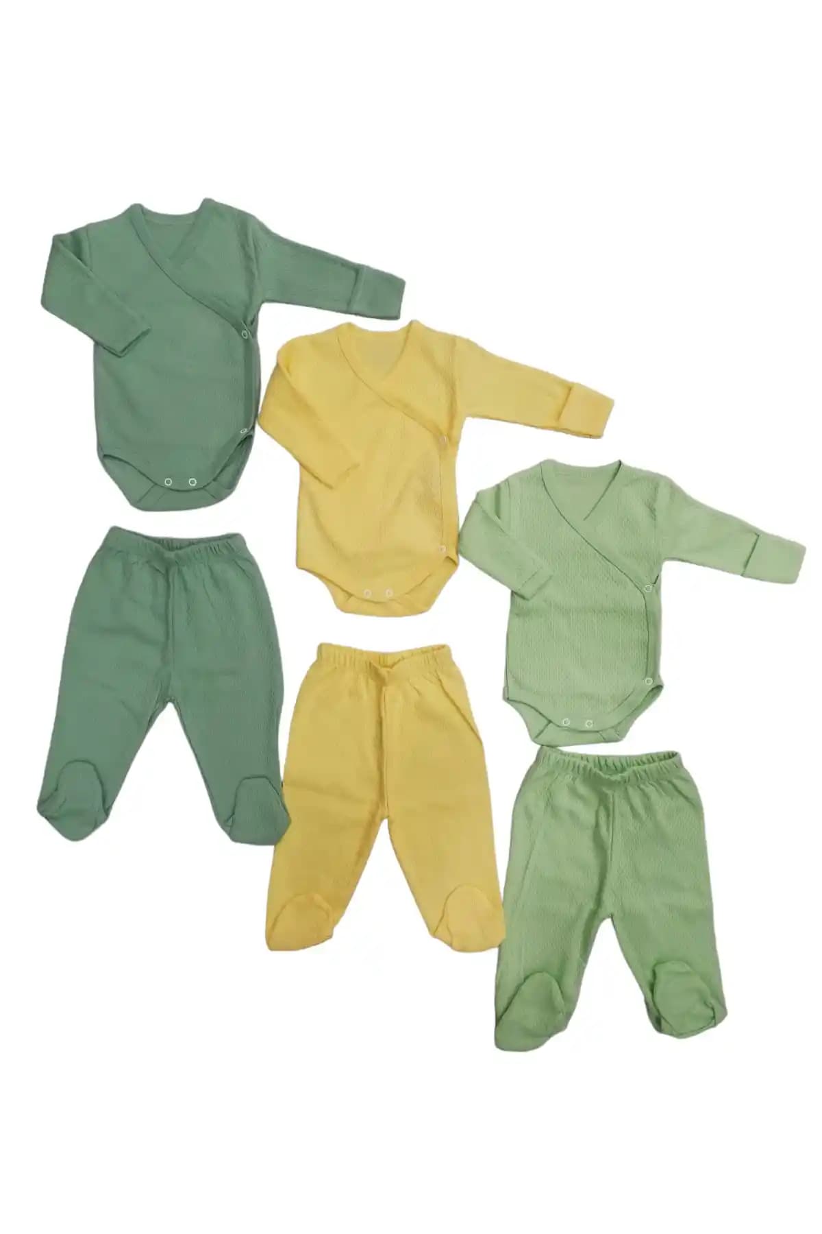 Bebedino Uzun Kollu Kendinden Eldivenli Kruvaze Bebek Takımı Yüksek Konfor ve Şıklık Sunar