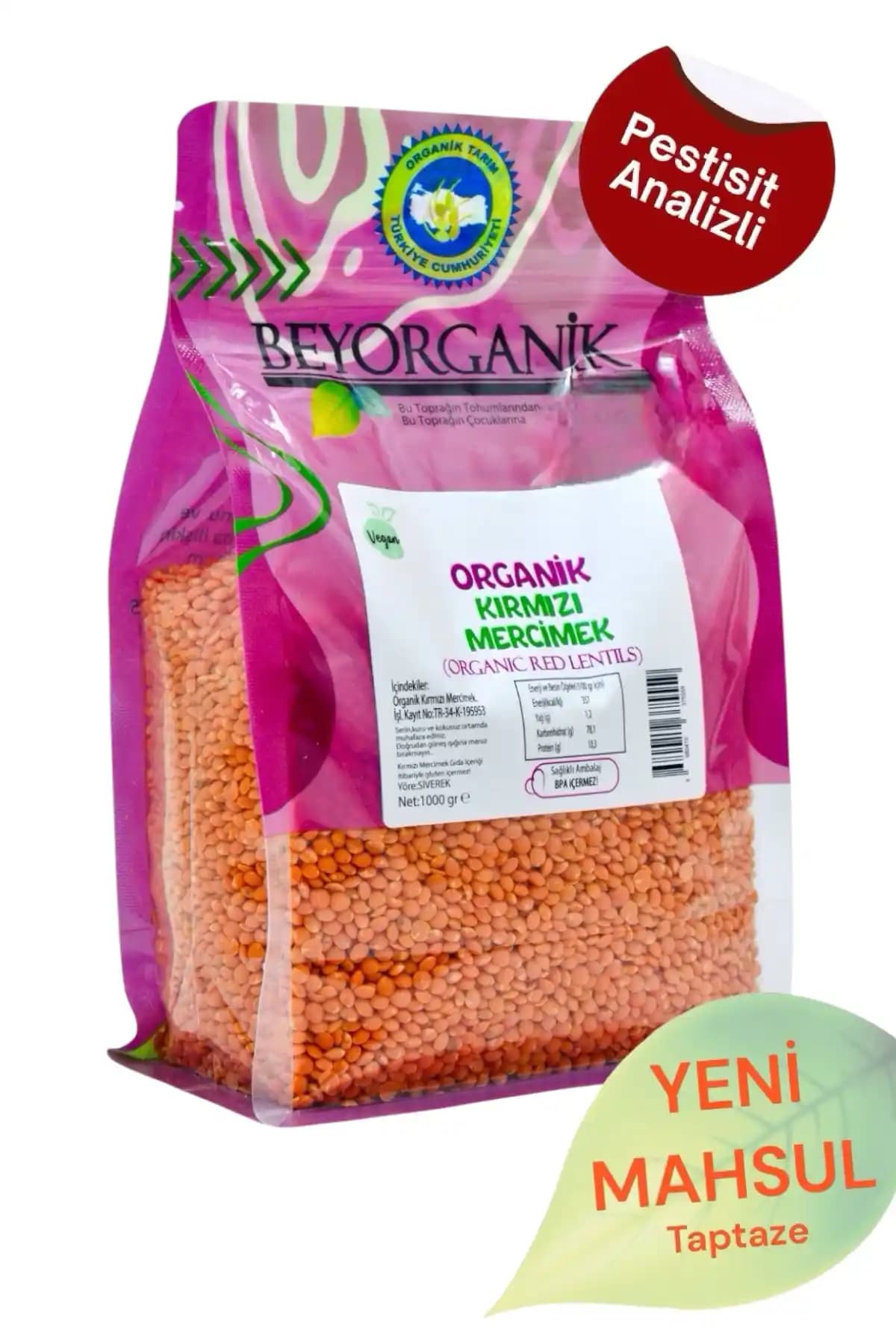 Beyorganik Organik Kırmızı Mercimek 1 Kg Sağlıklı ve Güvenilir Doğal Beslenme Seçeneği