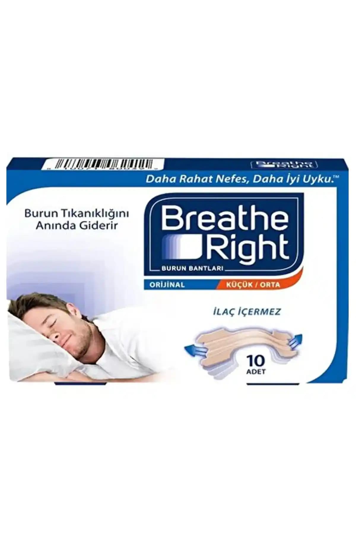 Breathe Right Burun Bandı Orijinal Küçük/Orta Boy Nefes Almayı Kolaylaştıran Çözüm