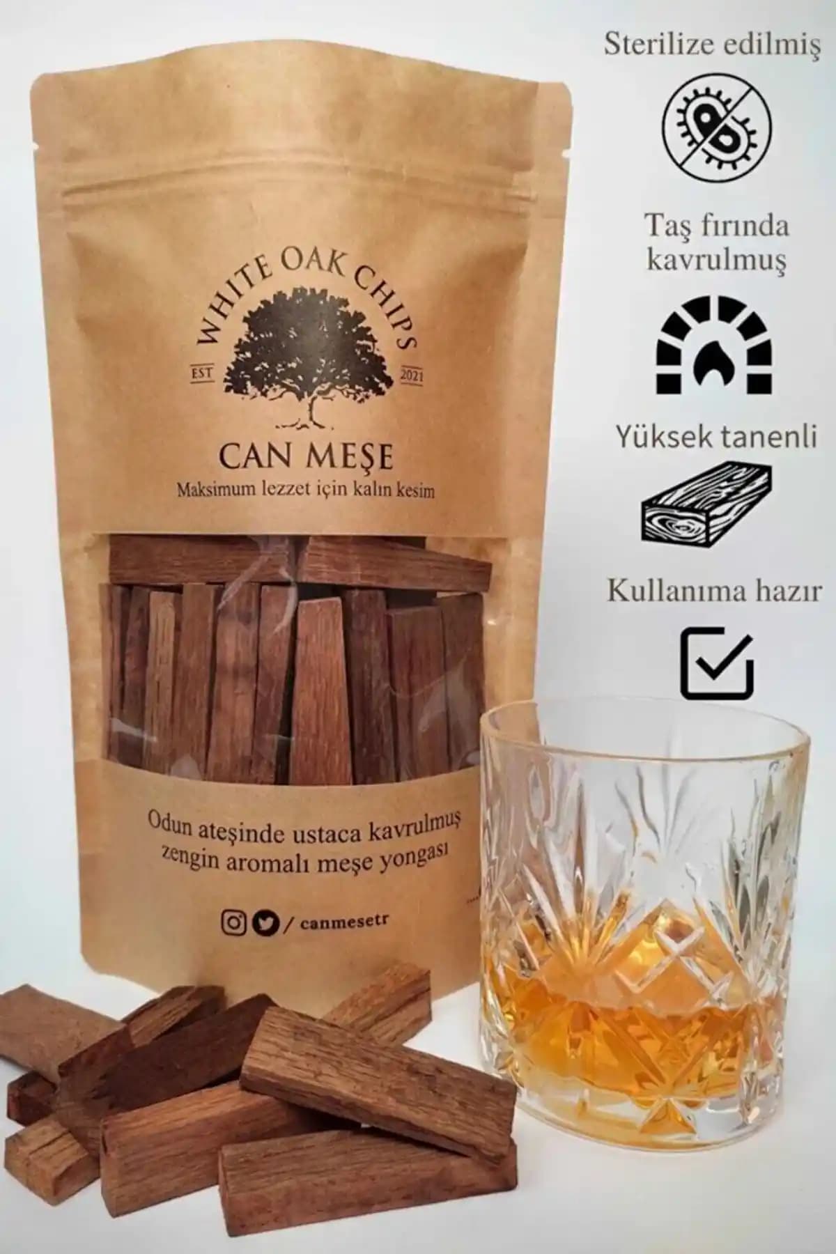 Can Meşe Amerikan Meşe Yongası Cipsi Çubuğu 100g doğal aroma ve yüksek kalite ile