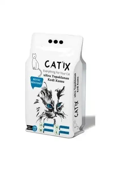Catix 20LT Beyaz Kokusuz İnce Taneli Kedi Kumu Doğal ve Yüksek Performanslı