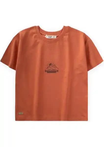 Cigit Dağ Baskılı T-Shirt 2-10 Yaş Çocuklar İçin Rahat ve Şık Yazlık Giyim Seçeneği