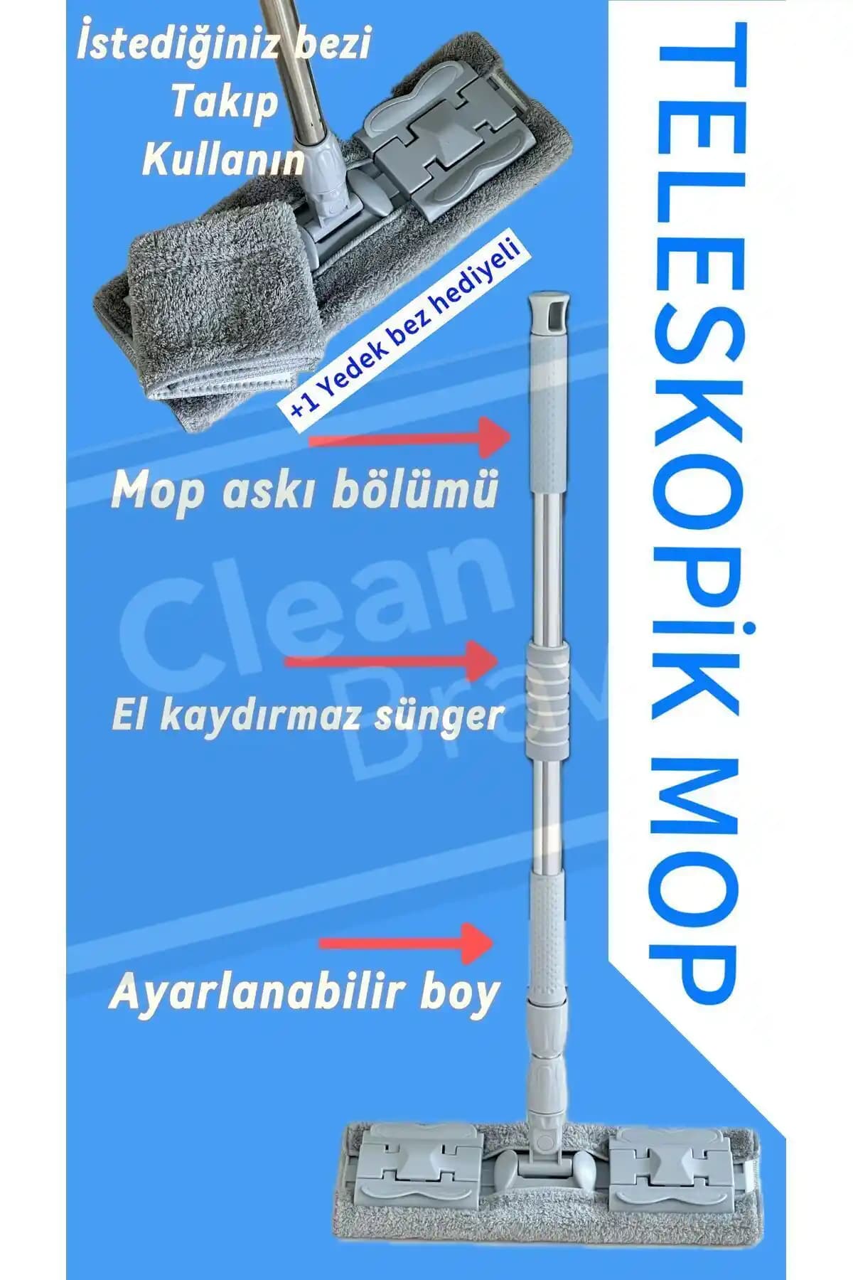 CleanBrave Mikrofiber Teleskopik Mop ile Pratik ve Etkili Temizlik Çözümü