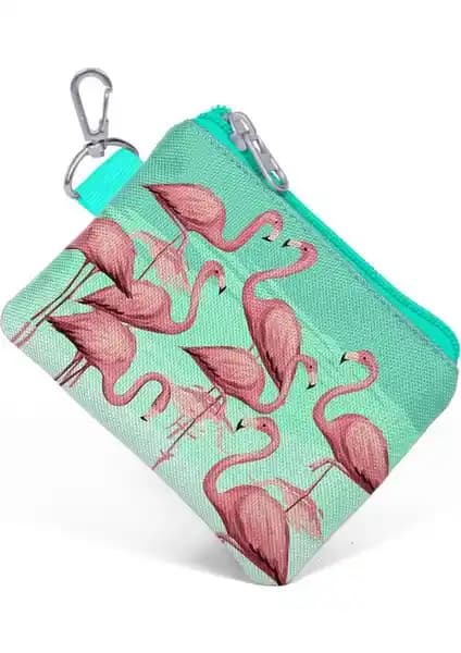 Coral High Su Yeşili Flamingolu Bozuk Para Çantası Estetik ve İşlevsel Tasarım Özellikleri