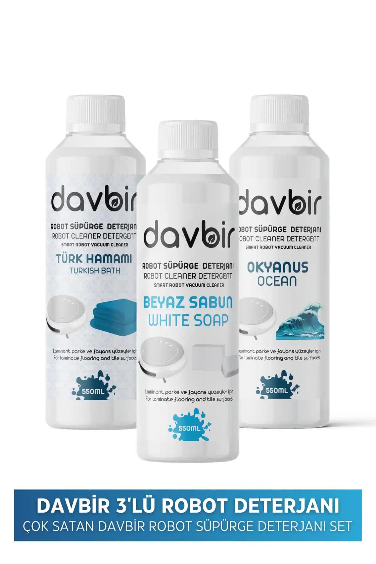 Davbir 3'lü Akıllı Robot Süpürge Deterjanı Seti Temizlikte Yenilikçi Çözüm