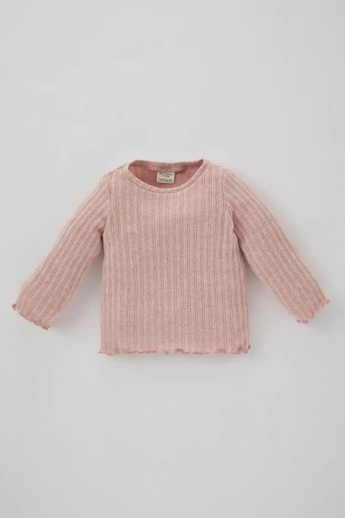 Defacto Kız Bebek İçin Modern ve Rahat Uzun Kollu Kaşkorse Tişörtü