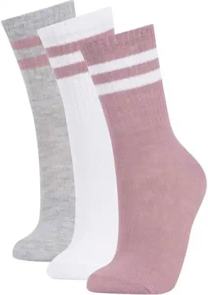 DeFacto Kız Çocuk 3'lü Pamuklu Uzun Çorap Seti Günlük Kullanım ve Konfor İçin Uygun