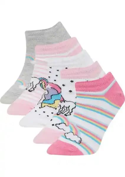 DeFacto Kız Çocuk 5'li Pamuklu Patik Çorapları Konfor ve Şıklık Sunar