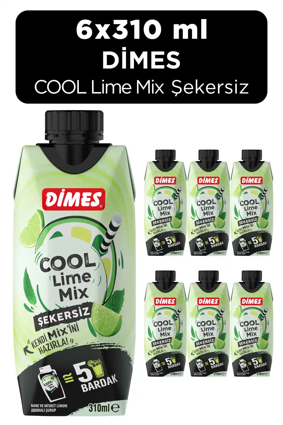 Dimes Cool Lime Şekersiz Mix 310ML Sağlıklı ve Ferahlatıcı Limon Aromalı İçecek