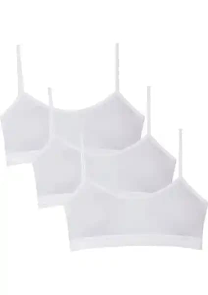 Dondeza Genç Kız Pedli 3'lü İp Askı Düz İlk Sütyen Büstiyen Günlük Kullanım İçin Uygun