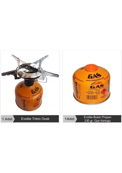 Evolite Triton Katlanabilir Kamp Ocağı ve 230g Gaz Tüpleri ile Yüksek Performans
