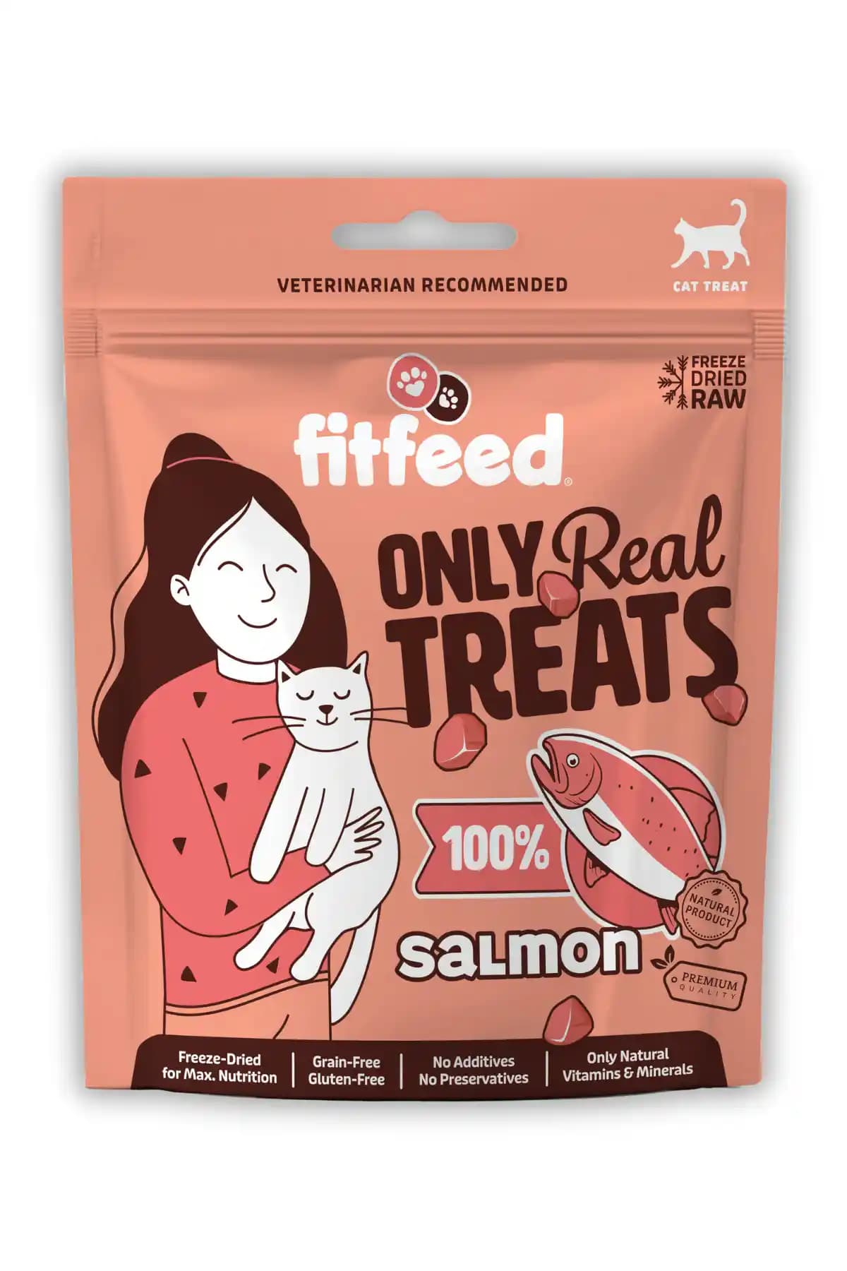 Fitfeed Freeze-Dried Çiğ Somon Kedi Ödül Maması Sağlıklı ve Doğal Beslenme İçin Uygun Seçenek
