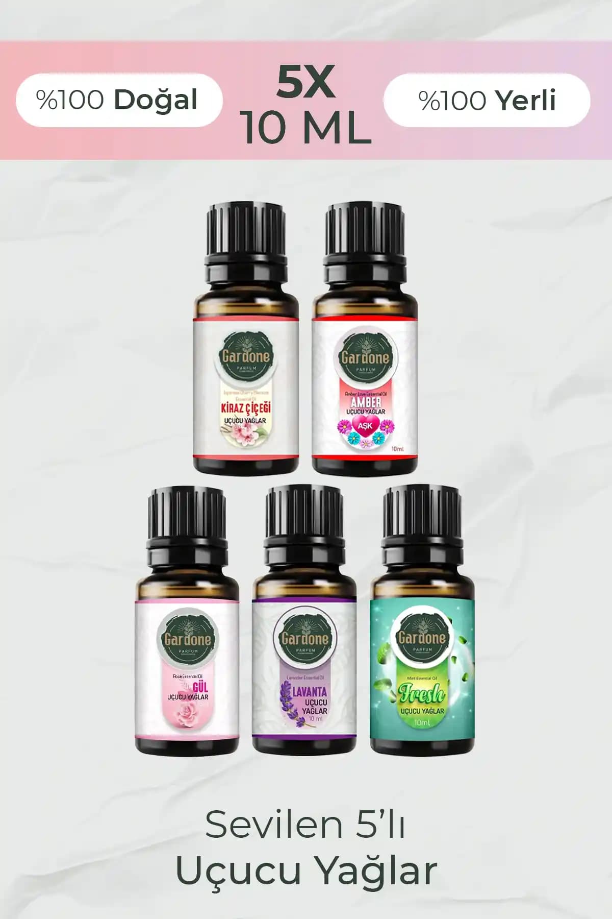 Gardone Beşli Set Esansiyel Uçucu Yağlar Doğal Aromaterapi ve Ev Kullanımı İçin