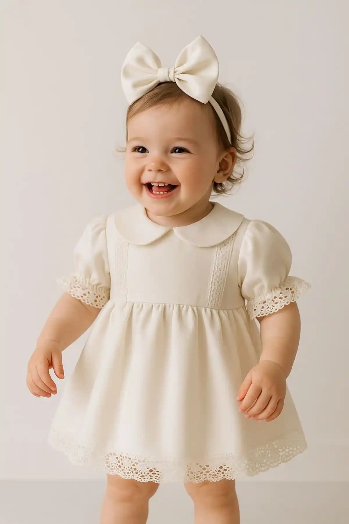 Hobidik Kız Bebek Beyaz Dantelli Mevlüt Elbise Seti Şıklık ve Konfor Sunar