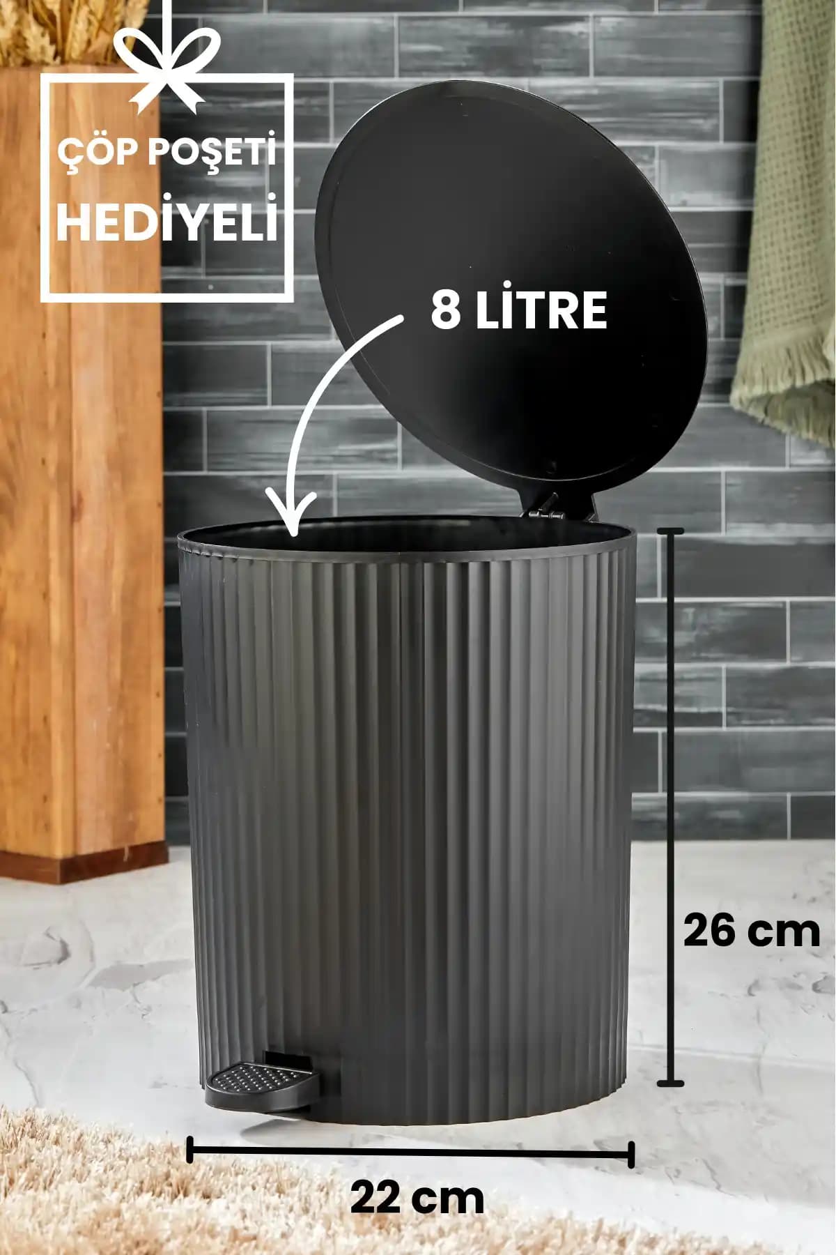 Homie ESTE Yuvarlak Pedallı Çöp Kovası: Şık ve Kompakt Tasarım ile Günlük Kullanım