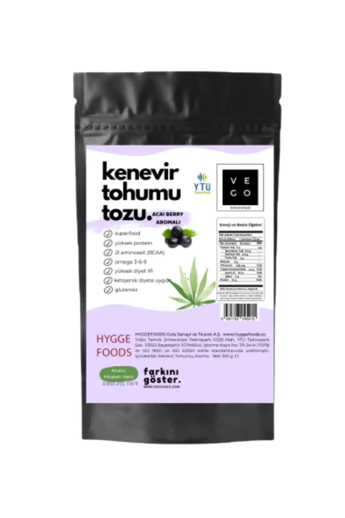 Hyggefoods Vegovego Kenevir Kendir Tozu: Yüksek Proteinli, Doğal ve Vegan Sağlıklı Yaşam Ürünü