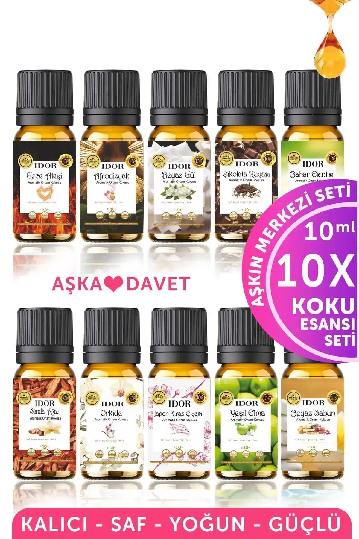 IDOR COSMETICS 10'lu Esansiyel Yağ Seti Ev Atmosferini Zenginleştiren Doğal Aromalar