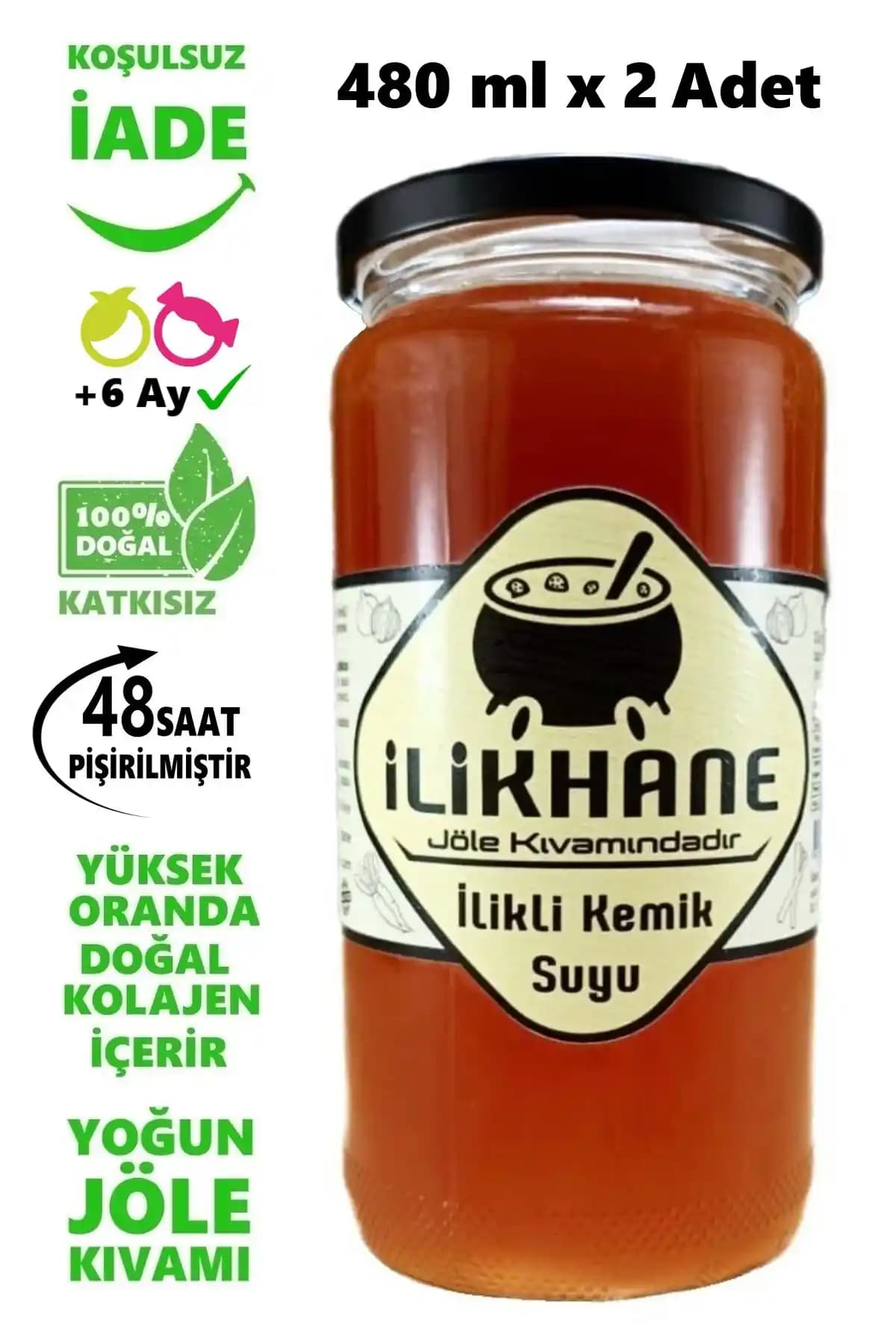 İLİKHANE Doğal Kemik Suyu 480 ml Sağlıklı ve Katkısız Kemik Suyu Ürünü