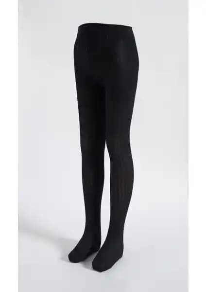 Katia & Bony Kız Çocuk Örgü Desenli Siyah Külotlu Çorap Günlük Kullanım ve Şıklık İçin Uygun