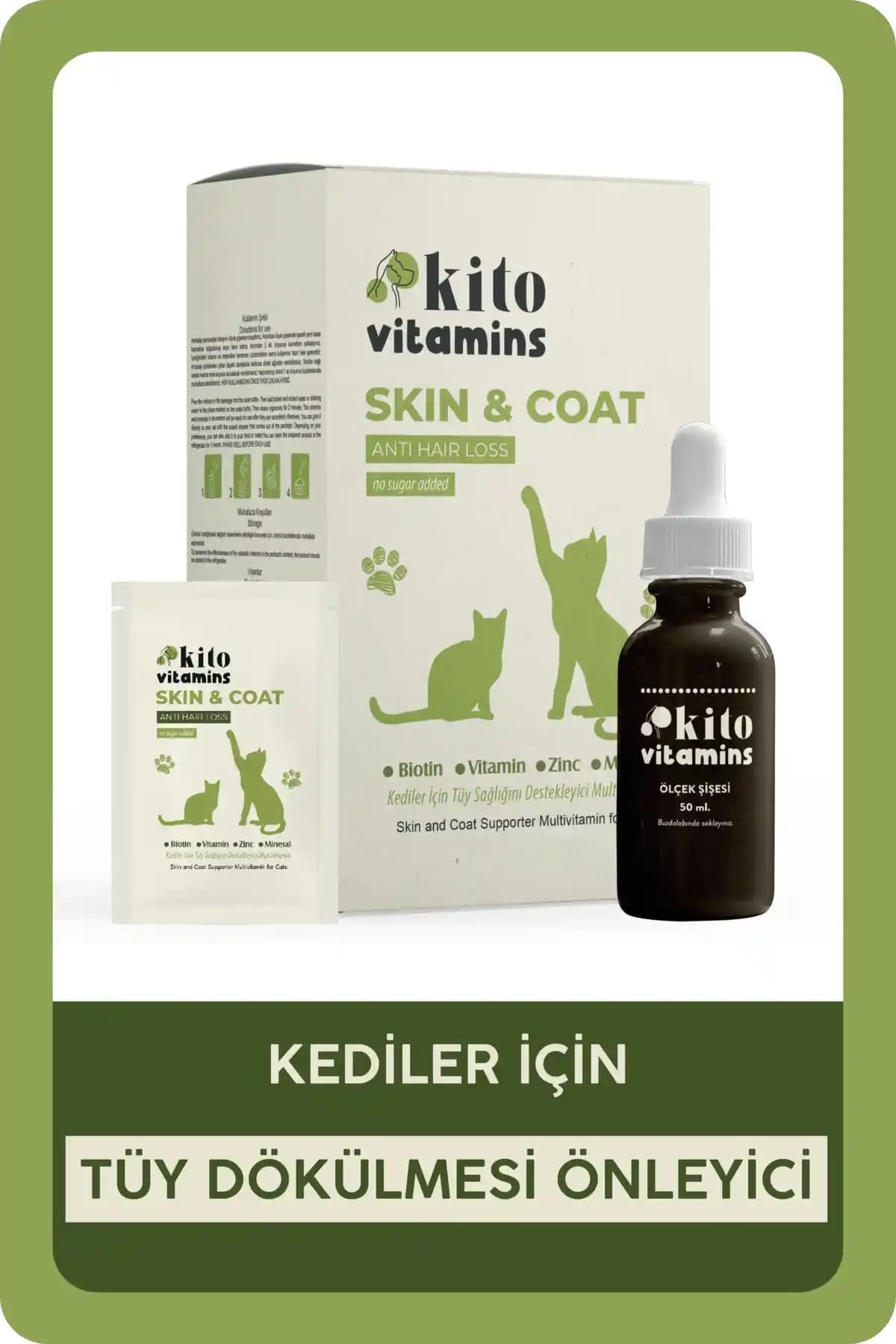 Kito Skin & Coat Multivitamin ile Kedinizin Tüy Sağlığını Güçlendirin ve Dökülmeyi Azaltın