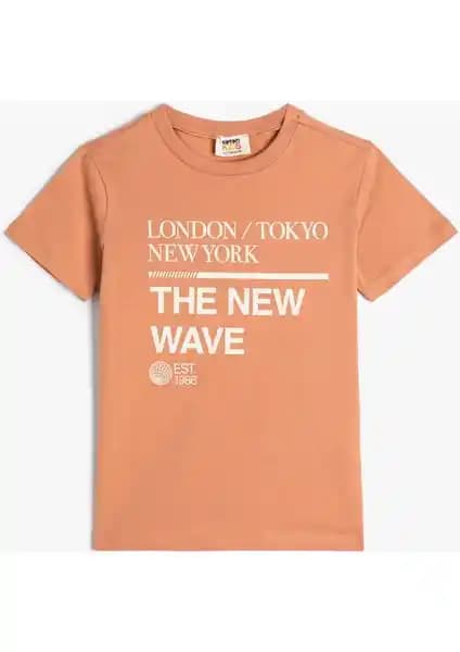 Koton'un Slogan Baskılı Pamuklu Kısa Kollu Bisiklet Yaka Tişörtü Günlük Şıklık İçin Ideal