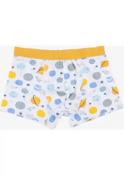 Koza İç Giyim Erkek Çocuk Pamuklu Uzay Baskılı 3'lü Boxer Seti Konfor ve Eğlence Sunar