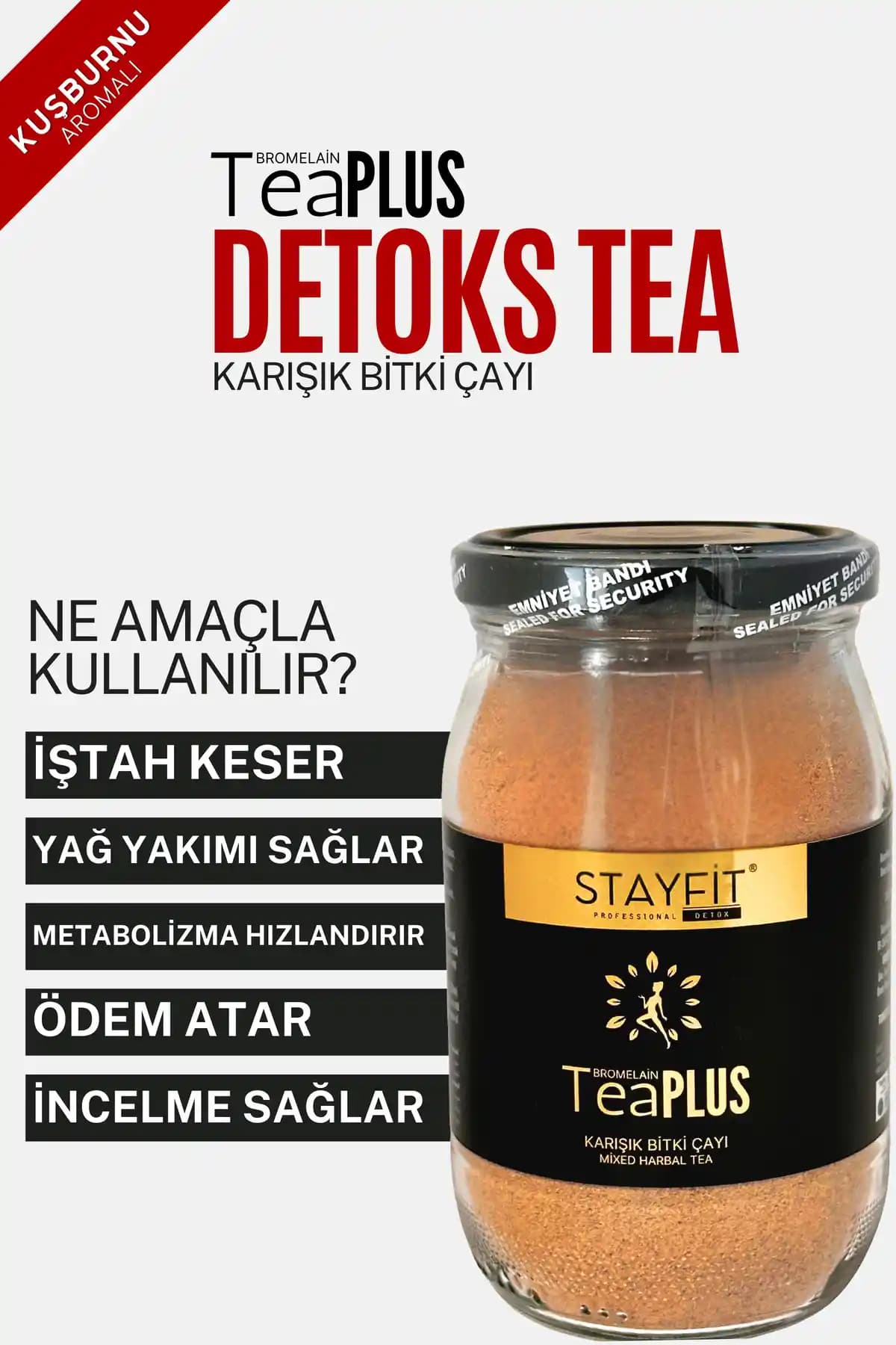 Kuşburnu Aromalı Bromelain Ekstreli 45 Günlük Detox Çayı Sağlıklı Kilo Kontrolü İçin