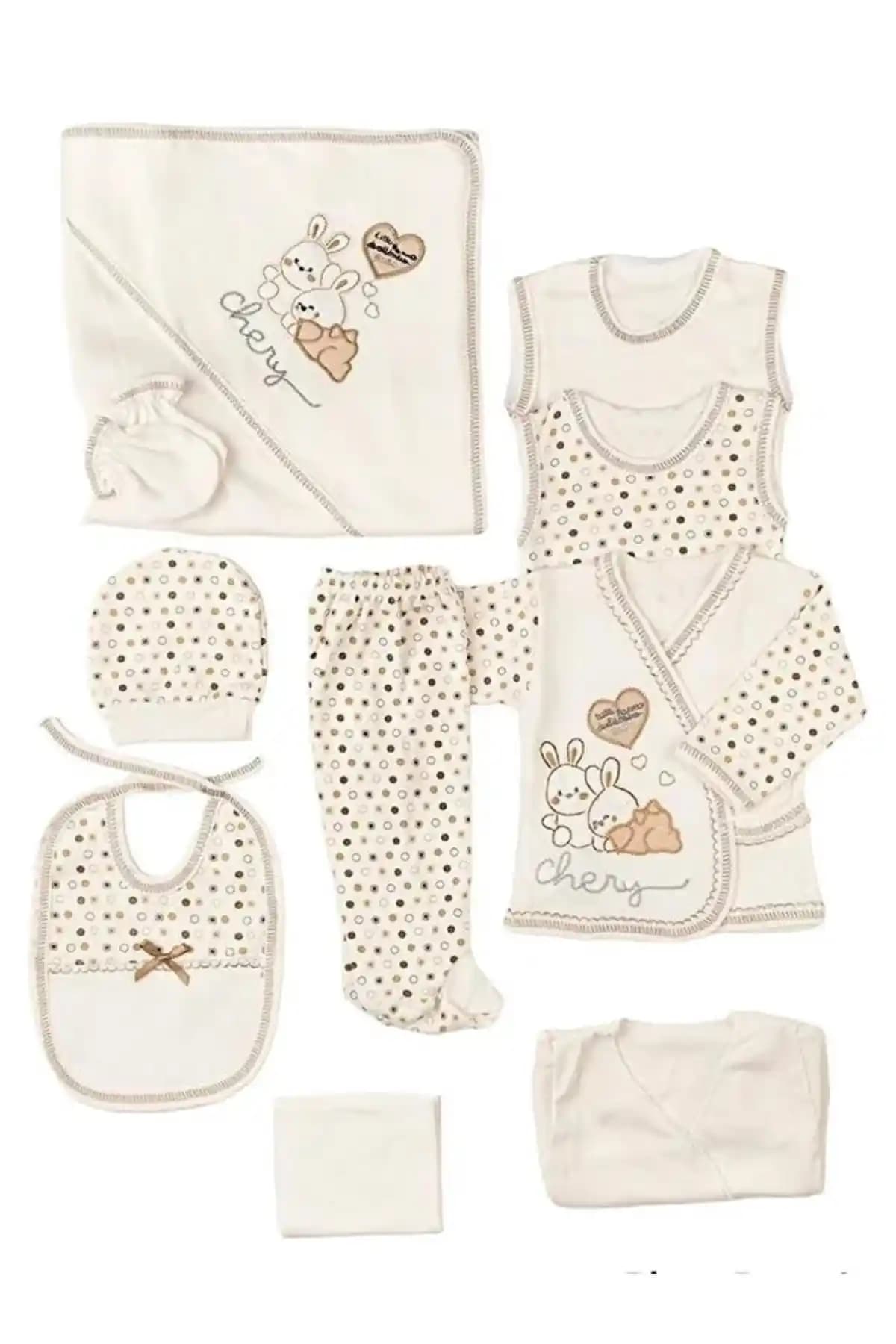 Kuzum Bebe 10 Parça Pamuklu Unisex Hastane Çıkış Zıbın Seti Güvenli ve Şık Tasarım