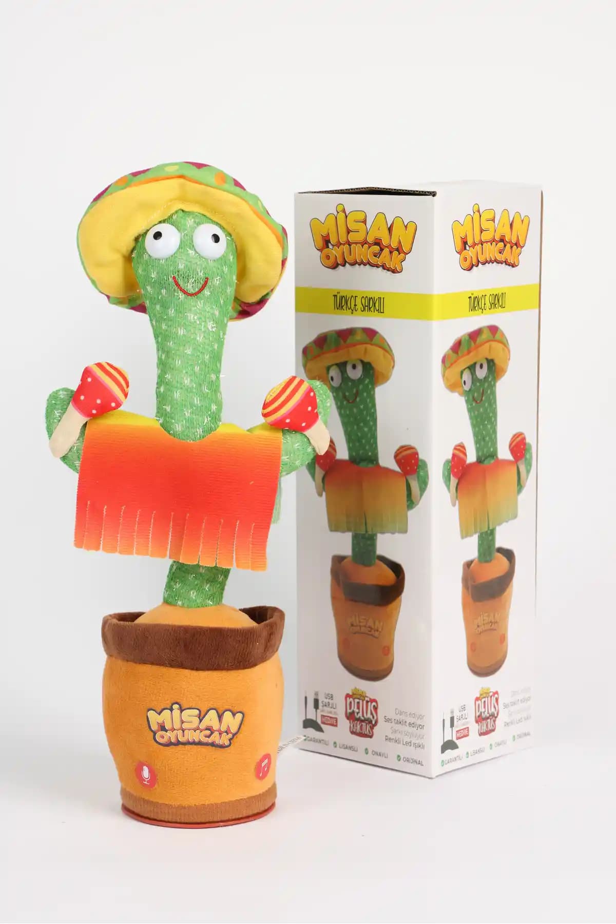 Misan Konuşan Dans Eden Türkçe Şarkılı Işıklı Peluş Kaktüs Oyuncak - Eğlenceli ve Eğitici Çocuk Oyuncağı