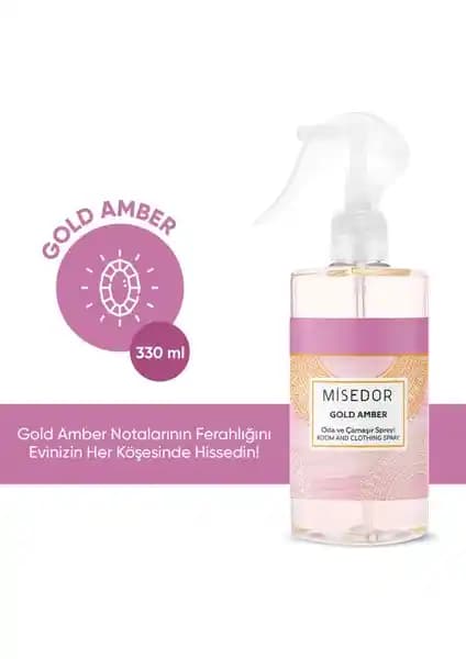 Misedor Gold Amber Çiçek Kokulu Oda Spreyi ve Çamaşır Parfümü: Uzun Süreli Ferahlık Sağlayan Doğal Koku Çözümü