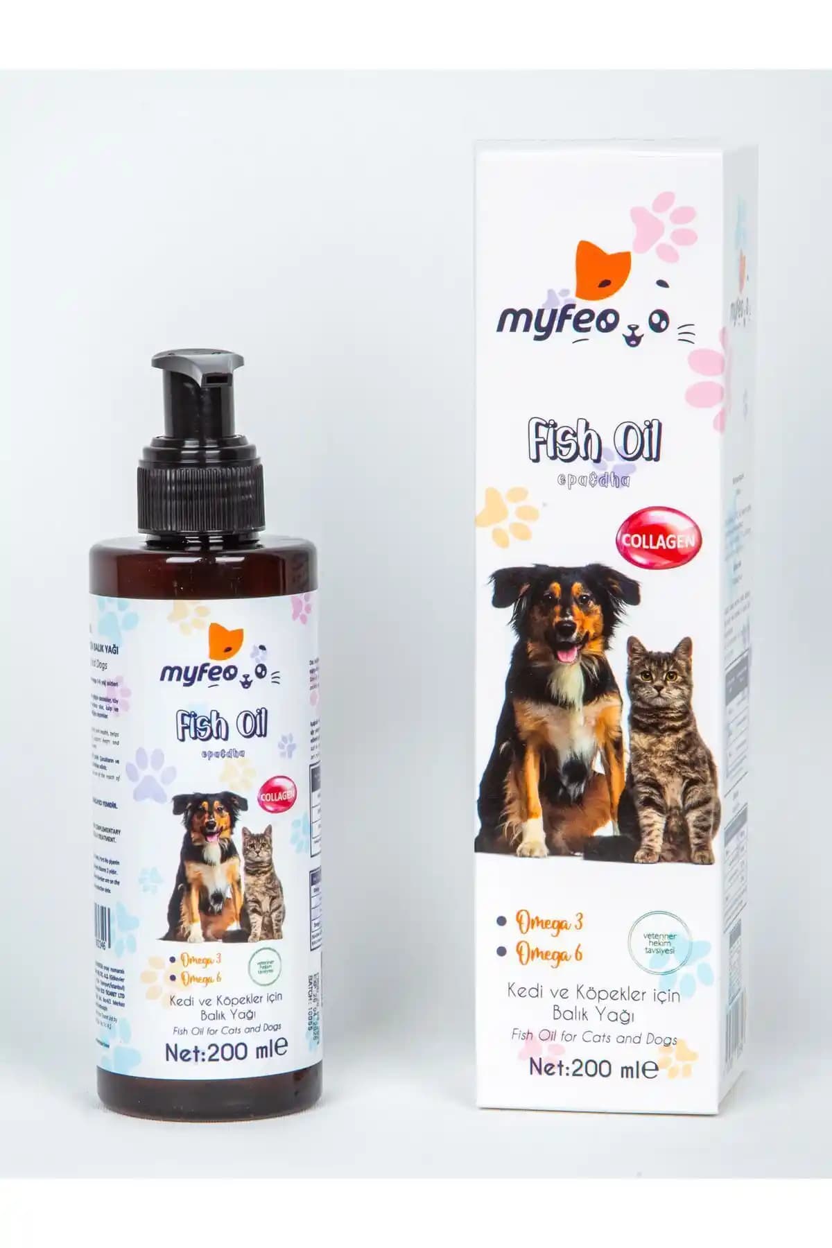 MYFEO Kedi ve Köpekler İçin Omega-3 ve 6 İçerikli Balık Yağı Kolajenli Sağlık Destek Ürünü