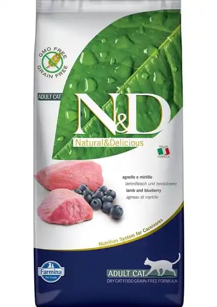 N&D Naturel Kuzu Etli Yaban Mersinli Tahılsız Kedi Maması Sağlıklı ve Dengeli Beslenme İçin