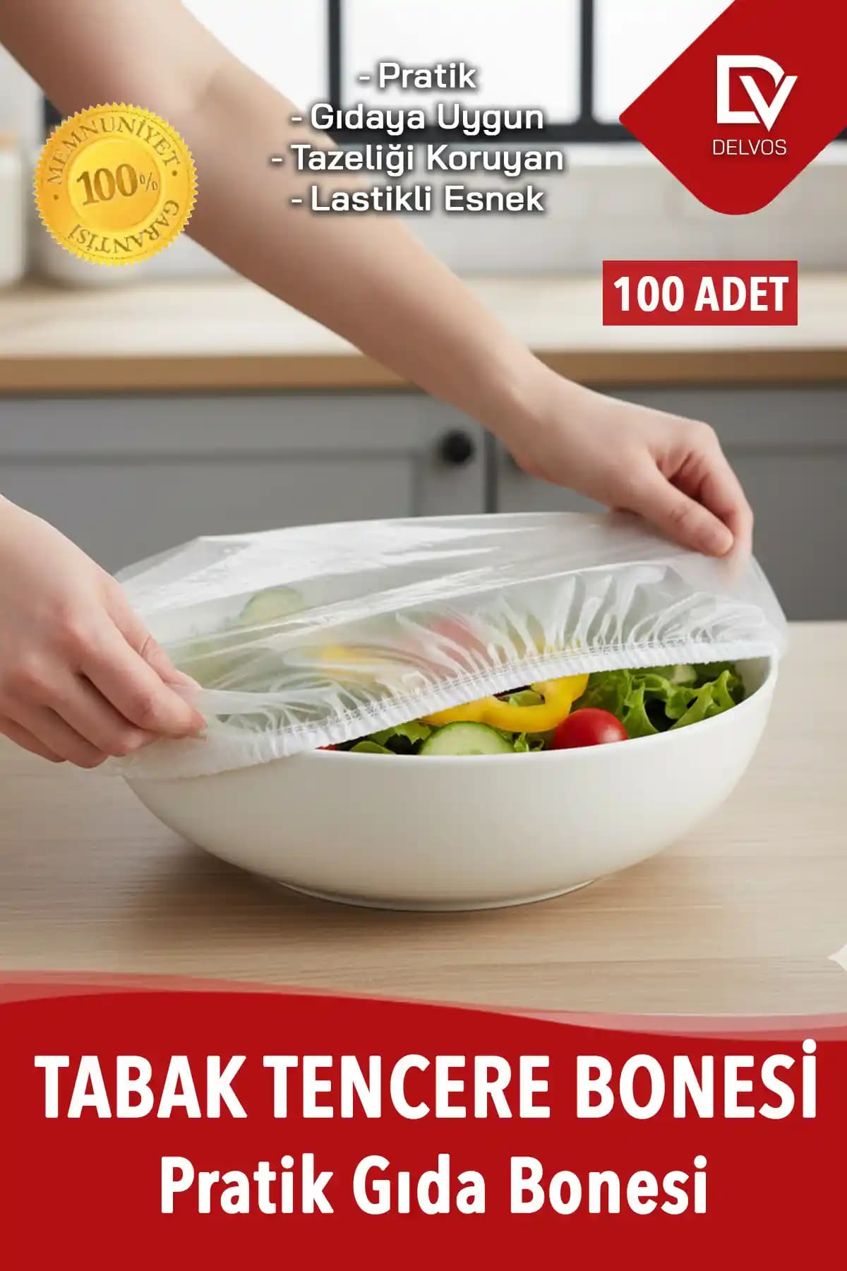 Naft Lastikli Pratik Tazeliği Koruyan Tencere ve Tabak Bonesi 100'lü Paket