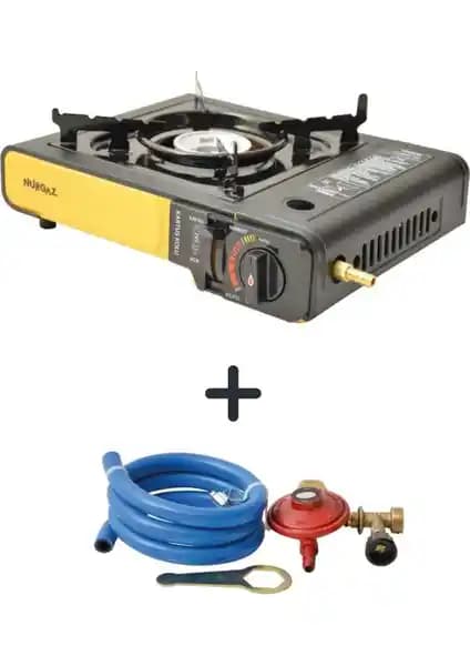 Nurgaz Portatif Tekli Ocak ve Hortum Dedantör Seti Güvenli ve Pratik Kamp Çözümü