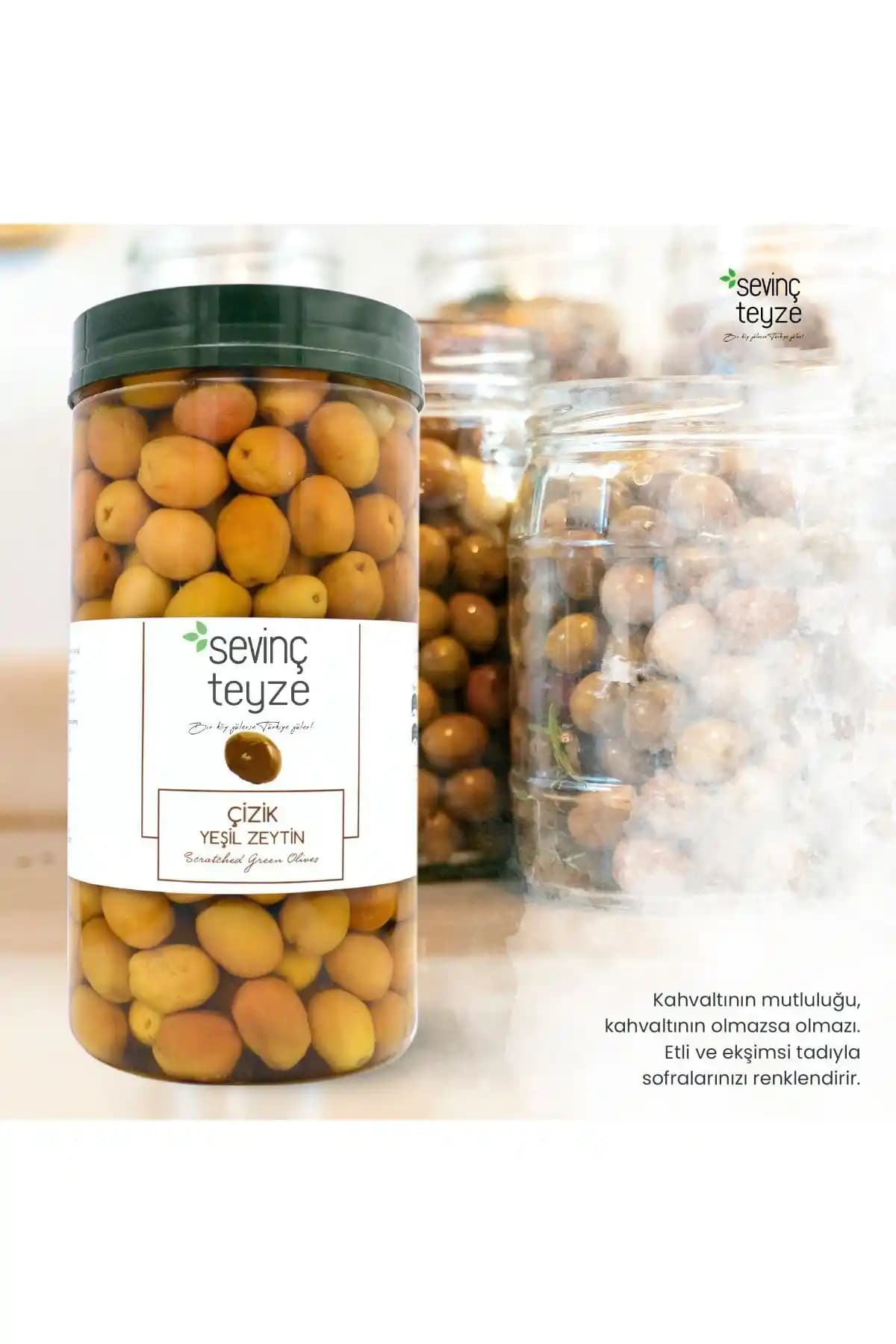 Organik Teyze Sevinç Teyze Çizik Yeşil Zeytin: Doğal ve Sağlıklı Lezzetler
