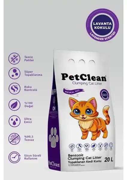 Pet Clean 20 Litre Lavanta Kokulu Ultra Topaklanan Tozsuz Kedi Kumu Özellikleri ve Kullanım Avantajları