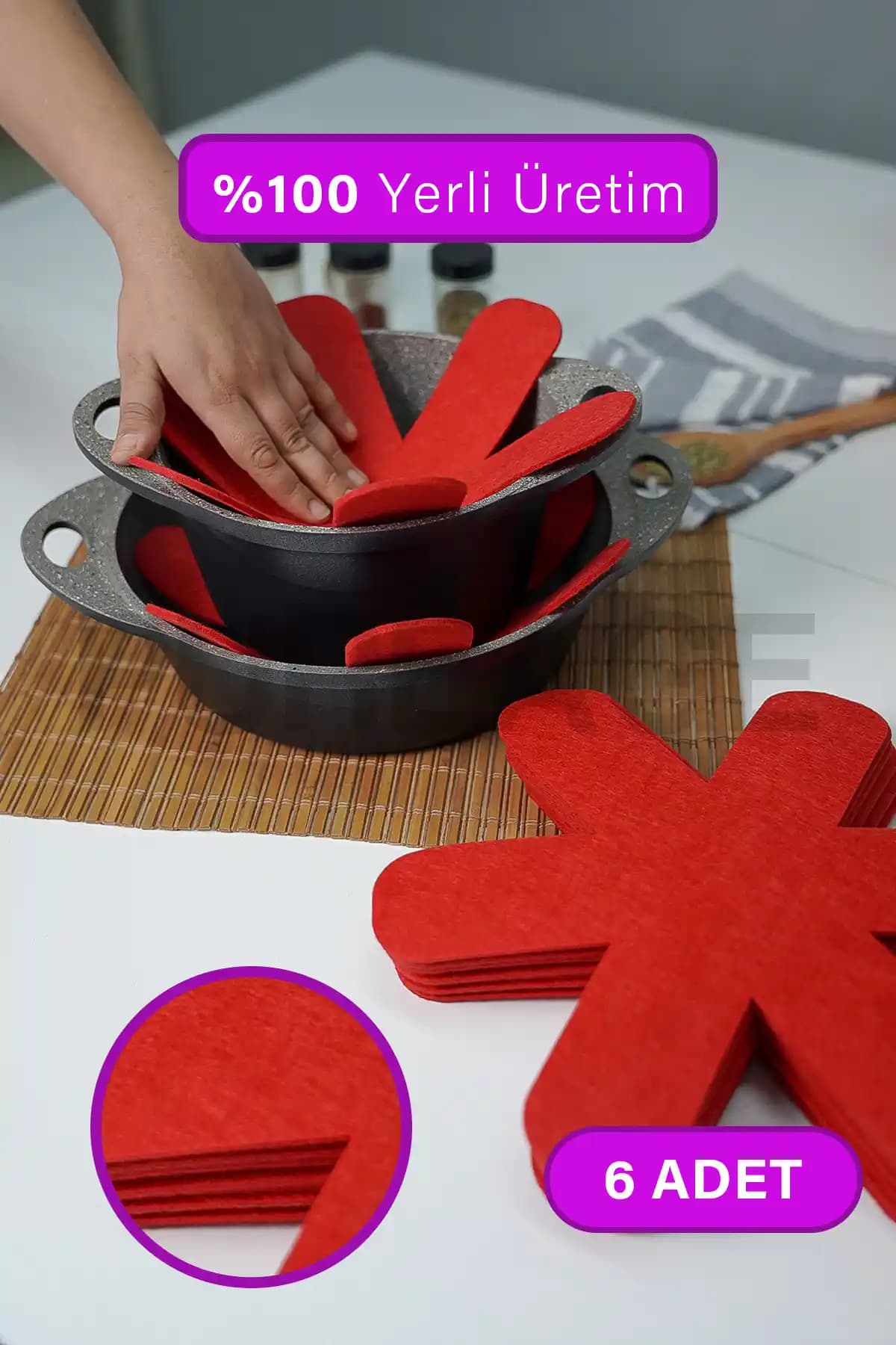 Pure Age Kalın Tava Tencere ve Borcam Koruyucu Keçe Seti Türkiye Üretimi Güvenli Kullanım