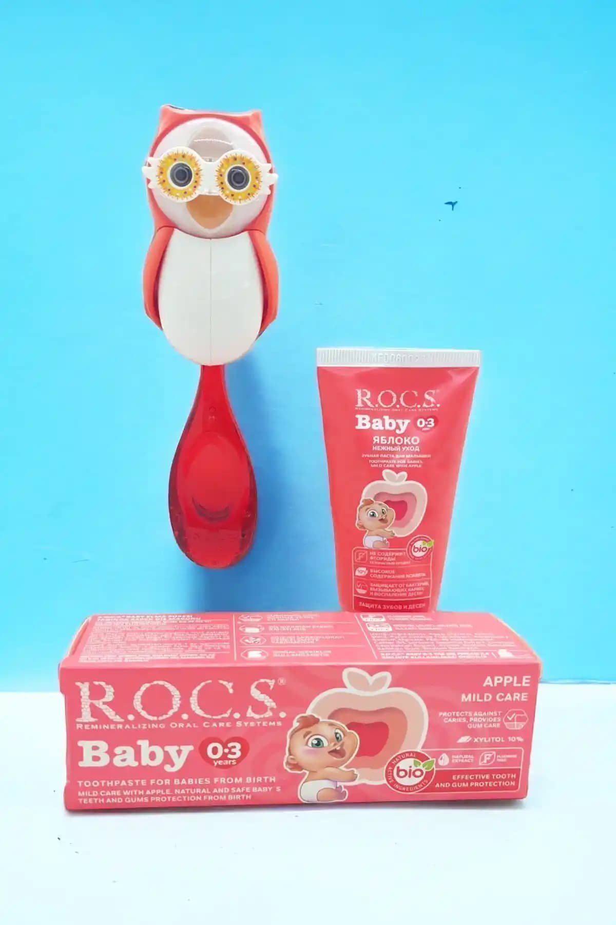 R.O.C.S. Rocs Baby Owl Bebek Diş Bakım Seti Güvenli ve Eğlenceli Kullanım İçin Uygun